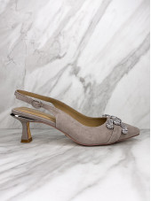 V23173 Heeled Slingback Pumps - Suede Taupe (Alma en Pena)